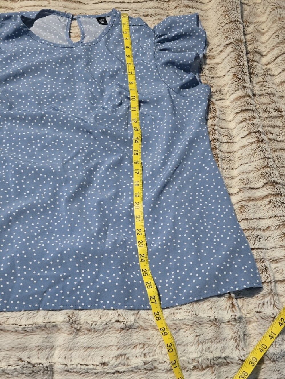 SHEIN Light Blue Polka Dot Crewneck Top - Picture 6 of 6